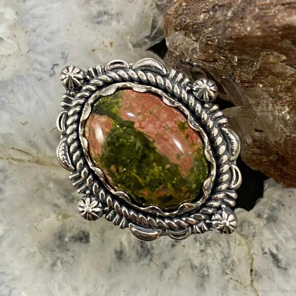 Carolyn Pollack Jewelry - Carolyn Pollack Sterling Silver Oval Unakite Decorated Ring Size 8.5 For Women